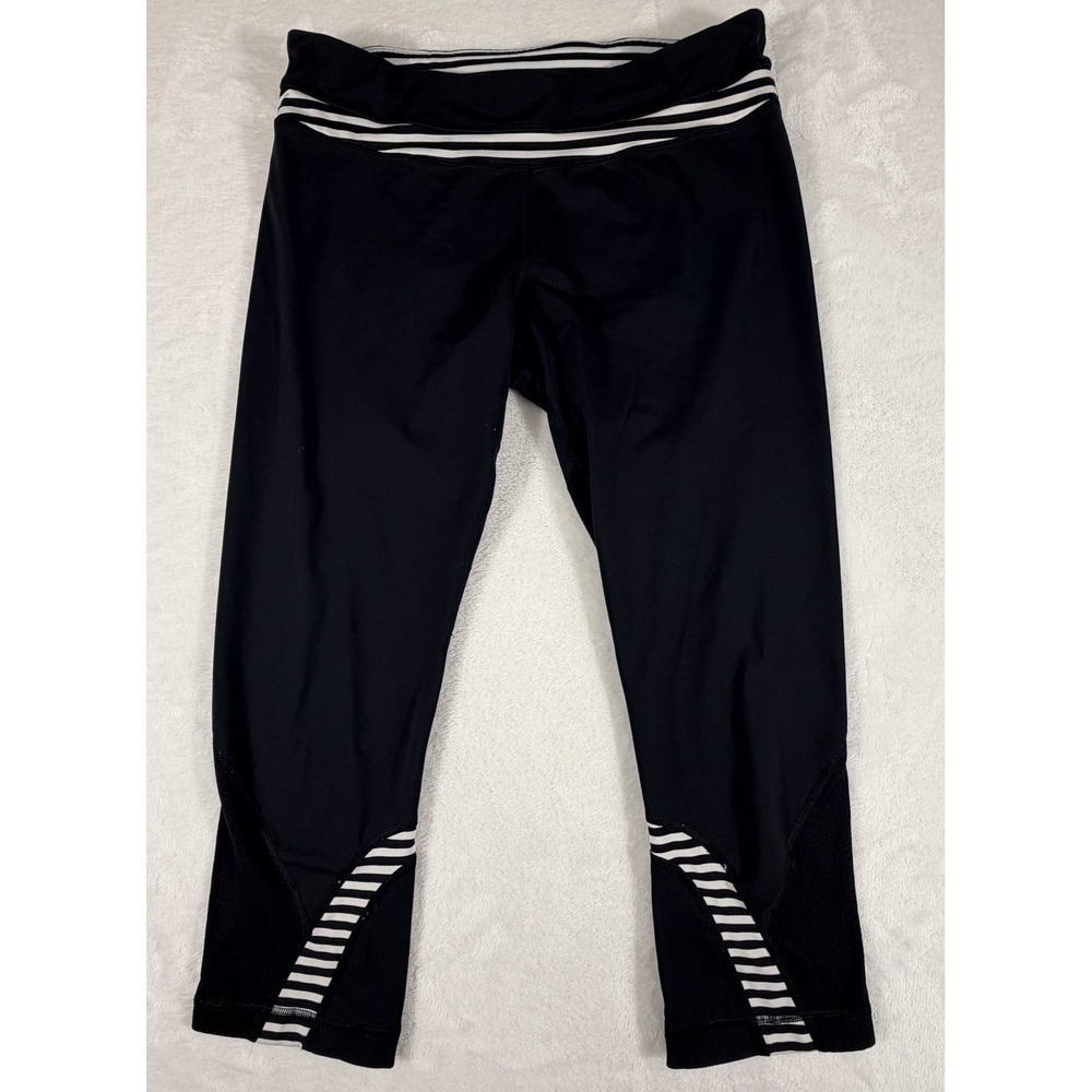 Lululemon Women's Size 10 Black White Run Inspire Legging Cropped